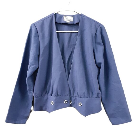 Vintage Avon Fashions Woman's Short Jacket Size 12 Blue Long Sleeves - Picture 1 of 7